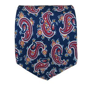 POLO BY RALPH LAUREN Blue Paisley Silk Tie HANDMADE USA 55"/ 4" EC